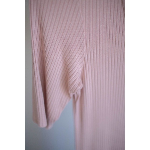 TOPSHOP Pink Ribbed Choker Scoop Neck Midi Dress Side Slits SZ 6 - Picture 3 of 7